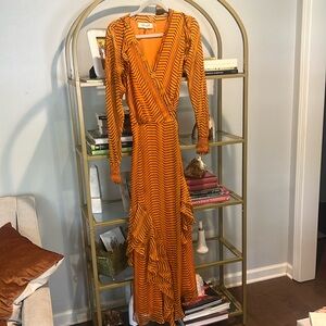 DVF wrap dress. Orange and black.